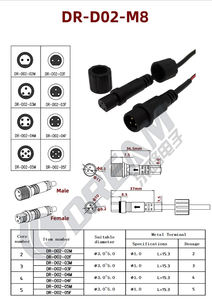 DREAM START Günstiger Preis M10 <span class=keywords><strong>2</strong></span>-polig IP65 Wasserdichter Stecker-Buchse-Kabelverbinder 24AWG Kabel für LED-Beleuchtung - Product Image 2