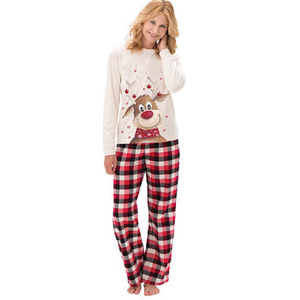 Outono inverno nova UE/EUA pai-filho pijamas alce impressão pai-filho outfit família Natal home wear manga longa sleepwear - Product Image 2