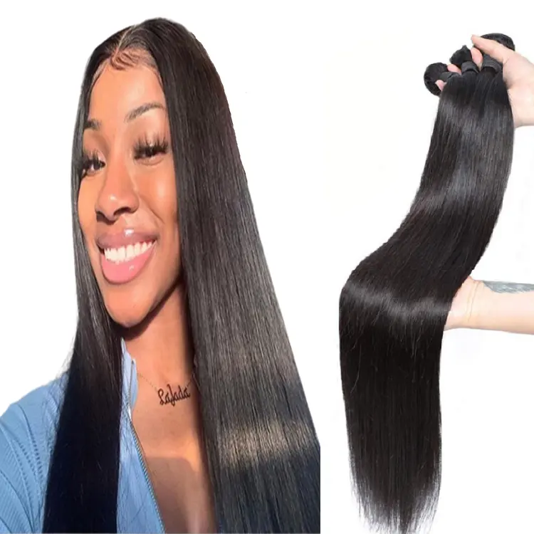 Geleisi compañía de pelo productos de venta caliente sedoso recto paquetes visón virgen natural brasileño de la extensión del pelo humano al por mayor