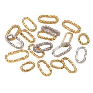 Textured Oval Link Connectors | PVD Gold Plated Stainless Steel Geometric Chain Links for DIY Bracelet Necklace Jewelry Making - Product Image 5