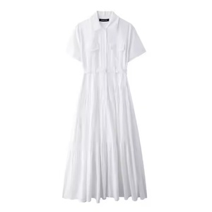 Vestidos de Verano para Mujer, Vestidos de Algodón con Logotipo Personalizado OEM, Vestidos Casuales con Cuello Polo Largo para Mujer - Product Image 5