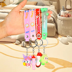 Soft Rubber Cartoon Doll <b>Keychains</b> 3D Shape For Women Bag Car Cute Pendant Random Color Gift - Product Image 1