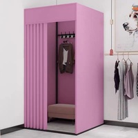 1688 Clothes Shop Rideau de cabine d'essayage mobile réglable en bois et tissu, style moderne et luxueux, pour centre commercial, hôtel, appartement, chambre