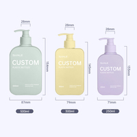250ml 300ml 500ml vide plat carré couleur personnalisée HDPE plastique cosmétique pompe savon liquide lotion corps lavage shampooing bouteilles