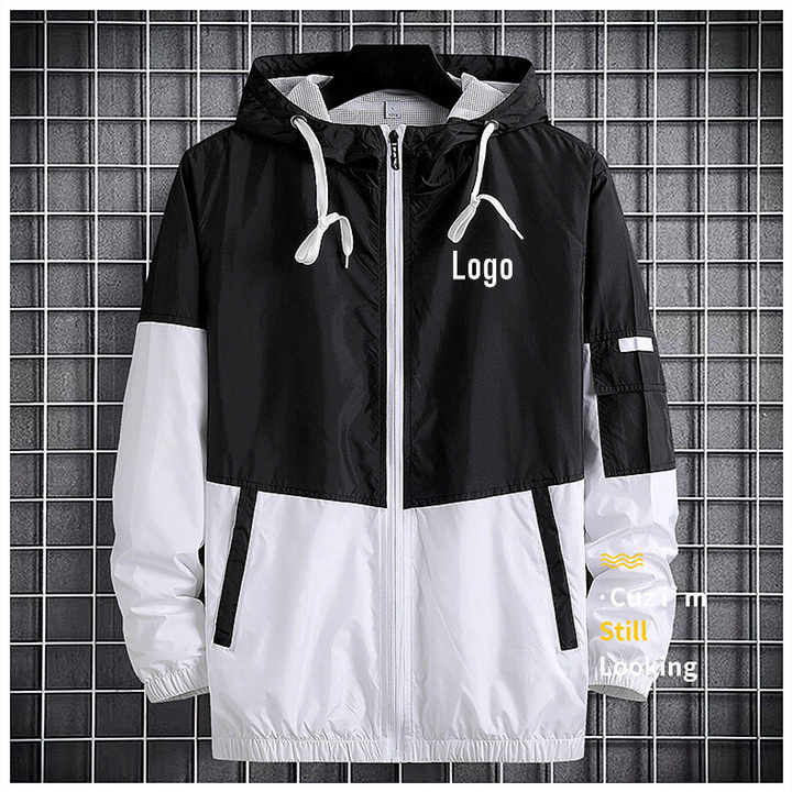 Custom Men's Full Zip up Windbreaker Jacket - Lightweight & Waterproof