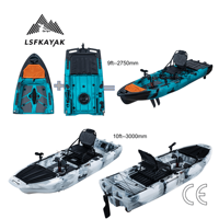 Kayak à pédales de 2,74 m pour la pêche et les loisirs nautiques – Modèle 2026 populaire, stable, monoplace avec pédales