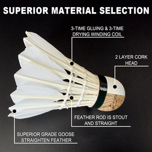 Volant <span class=keywords><strong>de</strong></span> <span class=keywords><strong>badminton</strong></span> <span class=keywords><strong>de</strong></span> compétition SNOWPEAK SP707 en plumes d'oie droites <span class=keywords><strong>de</strong></span> qualité supérieure pour clubs et centres, vente en gros, support OEM - Product Image 2