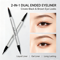 Crayon Eyeliner Double Pointe Marque Blanche Liquide & Gel 2-en-1 Imperméable Longue Tenue Fini Mat Noir et Marron Cosmétiques Yeux