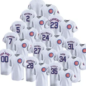 Camisa de beisebol Swanson Suzuki Hoerner Bellinger para homens, camisa branca limitada para Chicago Cubs Home Limited, 2024