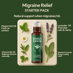 Label pribadi minyak migrain gulung pada minyak dengan <span class=keywords><strong>Peppermint</strong></span>, minyak esensial Lavender untuk sakit kepala dan sakit kepala meredakan sakit perawatan diri - Product Image 4