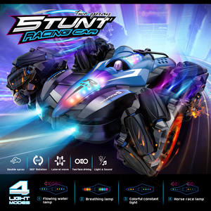 Voiture télécommandée RC 2.4G 4x4 tout-terrain avec rotation à 360 degrés, fonctions de drift et cascades, contrôle gestuel et pulvérisation de lumière - Product Image 2