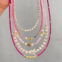 Collar Bohemio Colorido de Moda con Cuentas de Arroz, Estrella de Mar y Turquesa, Chapado en Oro de 18K, Joyería para Mujer