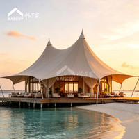 BABERY Tente de glamping en acier Seaside Steel Peak, hébergement commercial préfabriqué pour les développeurs de stations balnéaires
