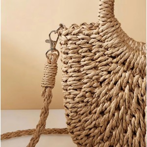 Muestra Gratuita: Bolso de Playa con Asa Superior, Bolso de Mano, Bolso Cesta de Paja, Bolso Tote Retro Hecho a Mano con Asa Redonda, Bolsos de Ratán con Anillo - Product Image 6