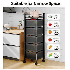 Carrito <span class=keywords><strong>de</strong></span> Almacenamiento Giratorio para Cocina, Cesta <span class=keywords><strong>de</strong></span> Almacenamiento <span class=keywords><strong>de</strong></span> Frutas, Verduras y Refrigerios para Cocina, Sala <span class=keywords><strong>de</strong></span> Estar, Dormitorio, Baño - Product Image 6