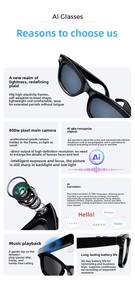 CY01 8MP <span class=keywords><strong>2025</strong></span> thông minh kính máy ảnh ghi âm Wifi chuyển chatgpt ai tích hợp IP67 không thấm nước sạc không dây heycyan - Product Image 6