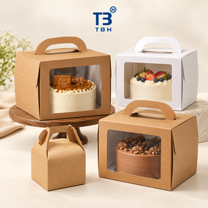 Boîte à gâteau portable en carton de 8 pouces avec poignée, support de transport pour desserts pour hôtels, boulangeries, cafés, buffets, cantines, support OEM ODM - Product Image 6