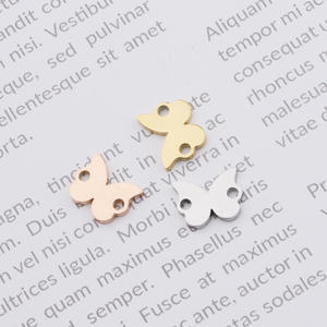 10X8Mm Rvs Metalen Sieraden Accessoires Vinden Dubbele Twee Gaten Vlinder Shape Hanger Charm Voor Ketting Armband - Product Image 6