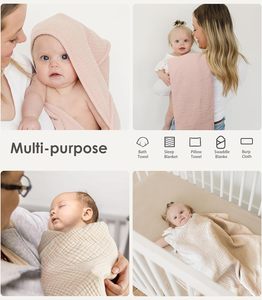 신생아용 후드 타월, 부드러운 면 모슬린 아기 목욕 타월 담요, 통기성 좋은 속싸개 - Product Image 6