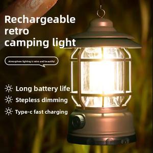 Lampe de camping LED rechargeable multifonctionnelle, lanterne rétro, éclairage d'urgence portable, lampe de <span class=keywords><strong>tente</strong></span> extérieure - Product Image 2