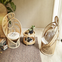 Chaise de salon confortable à dossier haut au design élégant, chaise de jardin en rotin naturel, chaise Phoenix