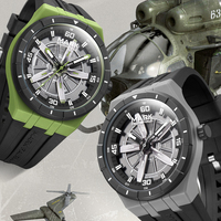 Montre à quartz pour homme Mark Fairwhale avec motif hélice, boîtier en résine, bracelet en caoutchouc, étanche 30 m, montre sport pour poignet FW-5050