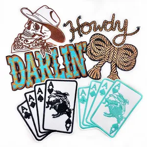 Funny Cowgirl Western Country Summer <b>Iron</b> on Small Badge Thermoadhesive Sequin Embroidery Patches Applique for T-shirts Hat - Product Image 4