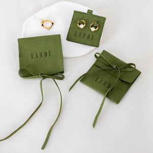 Pochette personnalisée en microfibre de daim vert pour lunettes de soleil, emballage et présentoir à bijoux, pochette enveloppe en daim artificiel avec nœud double face - Product Image 4