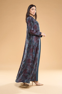 LEDUO Customized Elegant Women Stain Floral Print Eid Luxury Open Style Modest <b>Kaftan</b> - Product Image 2