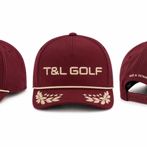 <b>Waterproof</b> 5 Panel Semi-Structured Golf Cap Custom Logo Embroidered Rope Cord Snapback Golf <b>Hat</b> for <b>Men</b> Outdoor Sport - Product Image 3