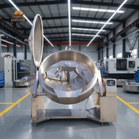 Marmite industrielle basculante à double enveloppe avec agitateur, marmite de cuisson à mélange automatique pour la préparation de sauces, confitures et produits alimentaires