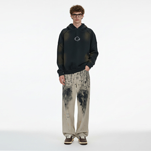 Jeans en denim droit pour <span class=keywords><strong>homme</strong></span>, taille mi-haute, style streetwear, peint à la main avec des éclaboussures d'encre, <span class=keywords><strong>beige</strong></span>, délavé, décontracté, automne, pantalon délavé - Product Image 3