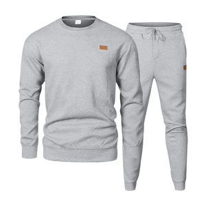 Traje deportivo y de ocio para hombres europeos y americanos Suéter de Jacquard de cuello redondo LOGOTIPO personalizado de dos piezas - Product Image 6