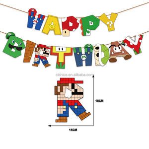 Joli Super <span class=keywords><strong>Mario</strong></span> thème fête ensemble décoration fournitures enfants <span class=keywords><strong>Mario</strong></span> <span class=keywords><strong>jeu</strong></span> Figure anniversaire tirer drapeau ballon ensemble cadeaux d'anniversaire - Product Image 4