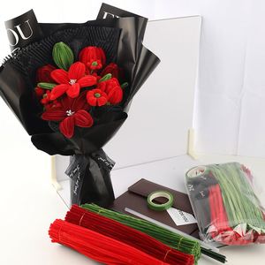 Valentines Day Bouquet <b>DIY</b> <b>Kit</b> Make Tulips Roses with Pipe Cleaners Includes Black Wrap Card Tape Stems Centers - Product Image 4