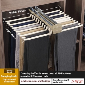 Porte-pantalons télescopique multifonctionnel pour armoire, double rangée, glissière supérieure intérieure, rail coulissant, sous-armoire extractible, directement de l'usine, pour les foyers - Product Image 4
