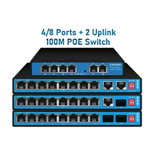 3 năm Bảo hành 4/8 cổng PoE chuyển đổi 10/100Mbps Ethernet chuyển đổi 2 cổng uplink bên ngoài bộ chuyển đổi điện Mạng chuyển đổi