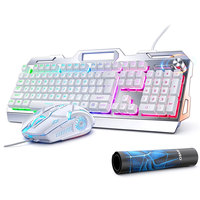 Set Keyboard dan Mouse Mekanik 104 Tombol, Kabel USB, Gaming Keyboard dan Mouse Combo