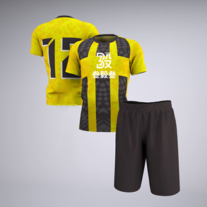 Ensemble de tenue de football personnalisée OEM, uniforme de football, t-shirt, kit complet d'équipe, haute qualité, transfert thermique, respirant, col en V, short de football - Product Image 3