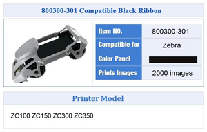 Ruban noir populaire ZC100 ZC150 ZC300 <span class=keywords><strong>ZC350</strong></span> pour imprimante de cartes Zebra 800300-301 - Product Image 6