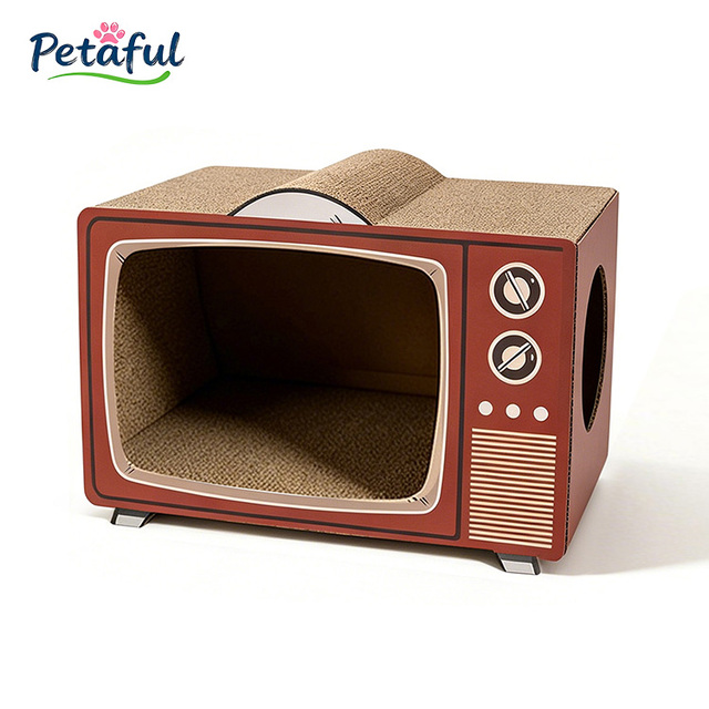 Custom Sizes Luxury American Retro Modern TV-Style Cat House Eco-Friendly Corrugated Cardboard Cat Scratcher for Living Room