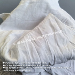 Chiffons en coton à forte absorption d'eau, chiffons blancs en tissu de T-shirt, chiffons récupérés, chiffons en coton recyclé, chiffons de nettoyage en coton - Product Image 4