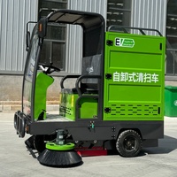 Balayeuse routière multifonctionnelle autopropulsée électrique 48V avec benne de 150L à déchargement automatique