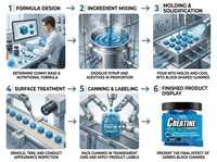 Permen Creatine Monohydrate 5000mg Label Pribadi Vegan Bebas Gluten Rasa Blueberry Suplemen Nutrisi Olahraga