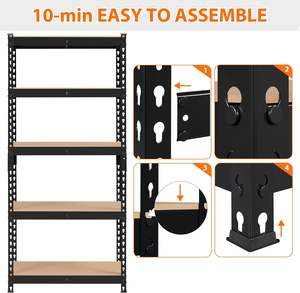 5-Tier Utility Shelves Metal Storage Shelves Adjustable <strong>Shelving</strong> Units Boltless Assembly Custom Garage Shelves <strong>Shed</strong> <strong>Shelving</strong> - Product Image 3