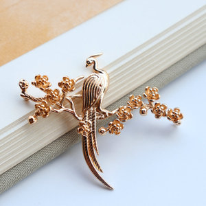 Jiny 3D Perche sur la branche d'oiseau de style ancien, en cuivre coulé couleur Paulownia, accessoire DIY pour la préservation des couleurs - Product Image 2