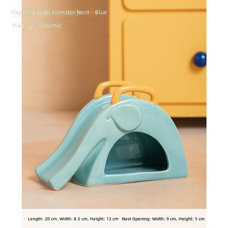 Maison pour hamster avec toboggan éléphant - Bleu