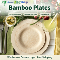 Assiettes jetables en bambou biodégradables et compostables, personnalisées, directement du fabricant, pour fêtes, mariages et service de repas