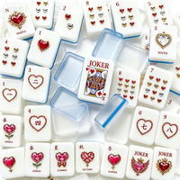 Nouvelles Tuiles de Mahjong Portables en Acrylique Rose et Violet, Écologiques, de Luxe Moderne, à Deux Couches, Motif Amour Américain, pour Jeu à la Main
