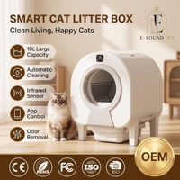 Bac à litière intelligent autonettoyant pour chat, automatique et fermé, grande capacité 10L en PP, contrôle par application, contrôle des odeurs, capteur intelligent, pour plusieurs chats